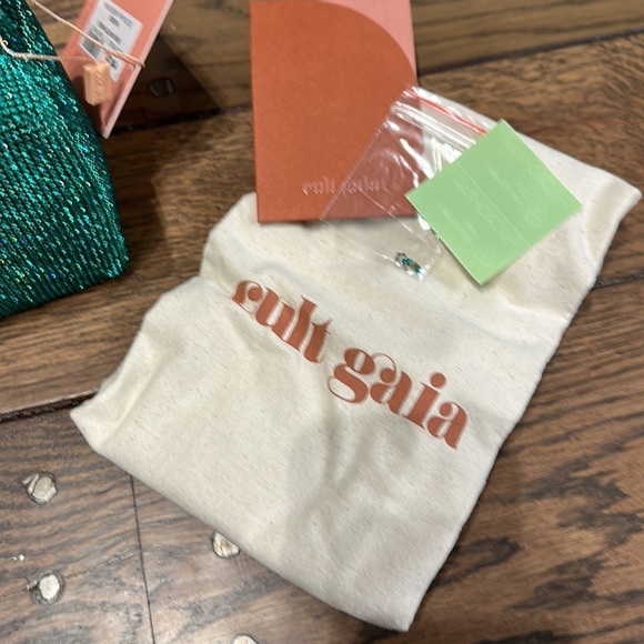 NWT Cult Gaia Sienna Mini Top Handle Rhinestone Bag Paradiso Green - Picture 7 of 7